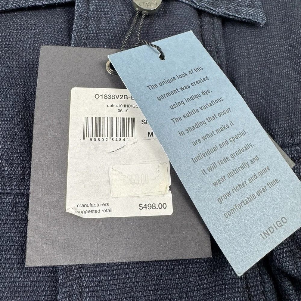 John Varvatos Indigo Blue Cotton Woven Full Zip Shacket O1838V2B-LINDIG Size M